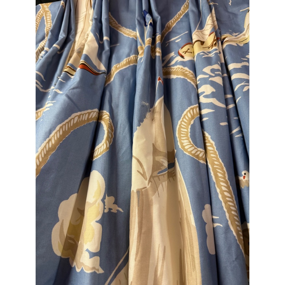 Summer Regatta Linen Print, Navy - Schumacher Curtain (4)) Panels 84in - Picture 11 of 13